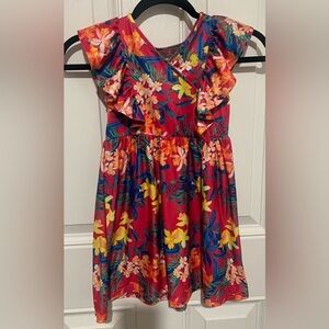 Tommy Bahama Kids Dress Beach Tropical Floral Pink Blue Yellow Girls Size 5
